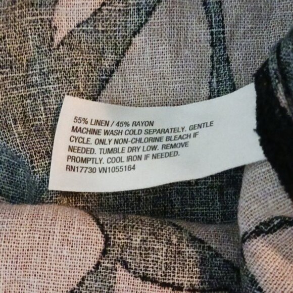 A New Day Button Down Shirt Brown Linen Blend Tropical Floral Womens - Picture 8 of 10